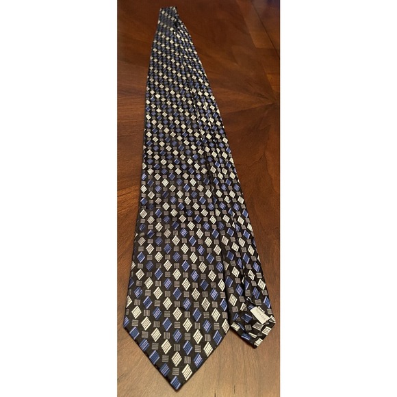 Burma Bibas Black Blue Gray Men’s Neck Tie Made In China - Picture 3 of 9